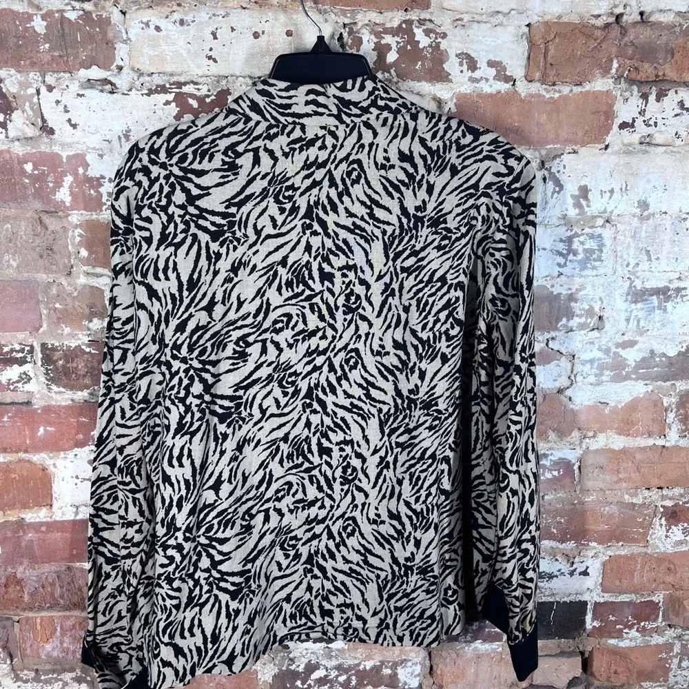 Coldwater Creek Cardigan with Bold Animal Print Linen Blend